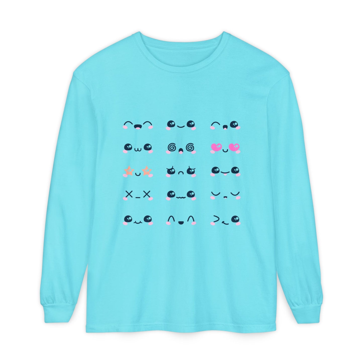 Cute Emojis Long Sleeve T-Shirt, Casual Wear, Gift for Friends, Cute Long Sleeve, Everyday Style, Graphic Tee