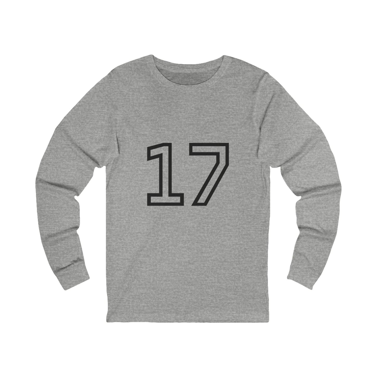 Minimalist  Long Sleeve Tee with Number 17, Casual Wear, Sports Life, Personalized Gift, Everyday Comfort, Fashion Statement