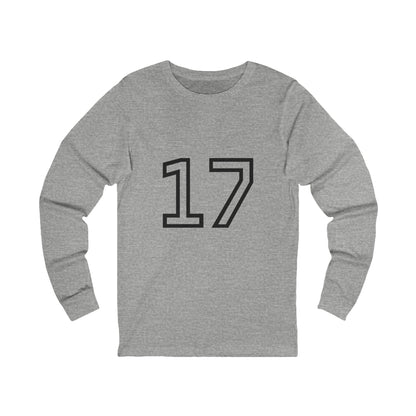 Minimalist  Long Sleeve Tee with Number 17, Casual Wear, Sports Life, Personalized Gift, Everyday Comfort, Fashion Statement