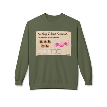 Creative Spelling Word Scramble Crewneck Sweatshirt, Fun Apparel, Unique Gift, Cozy Wear, Interactive Teaching Tool