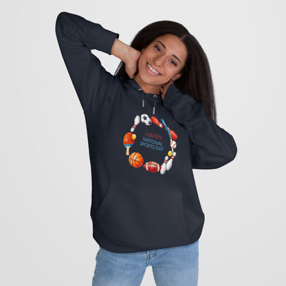Happy Sports Day King Hooded Sweatshirt, Sports Lover Gift, Activewear, Casual Clothing, Athletic Hoodie, Sports Day Celebration