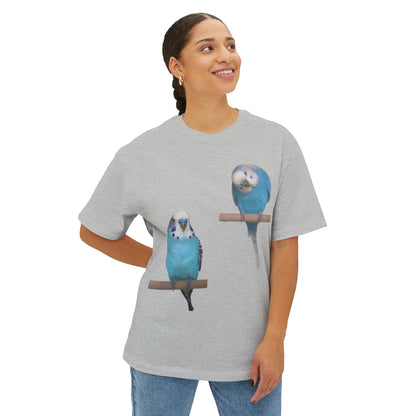 Colorful Budgie Boxy Tee, Comfortable Fashion, Bird Lover Gift, Casual Everyday Style, Unique Animal Tee,  Graphic Shirt