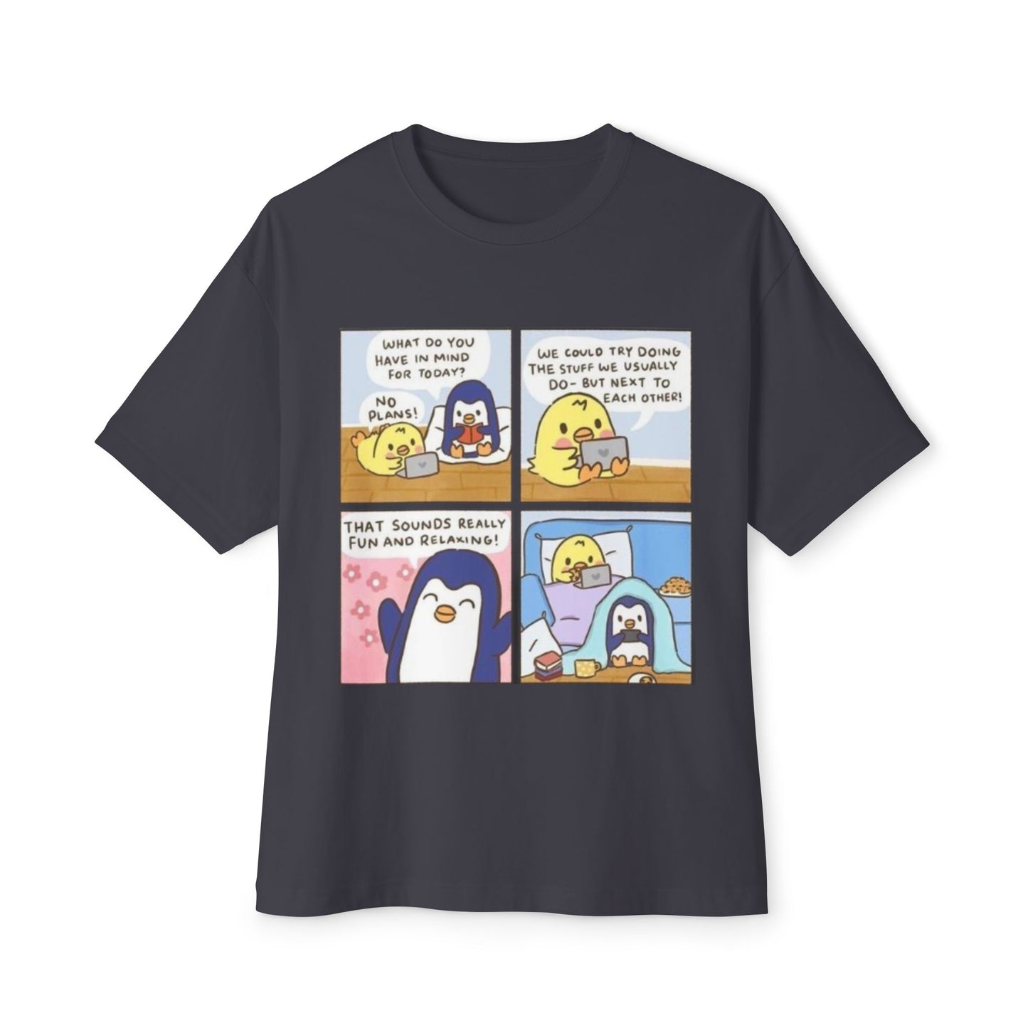 Cute Penguin Graphic Tee, Funny Animal Oversized T-Shirt, Cartoon Lovers Gift, Casual Summer Wear, Cozy Lounge Top