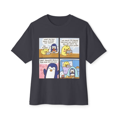Cute Penguin Graphic Tee, Funny Animal Oversized T-Shirt, Cartoon Lovers Gift, Casual Summer Wear, Cozy Lounge Top