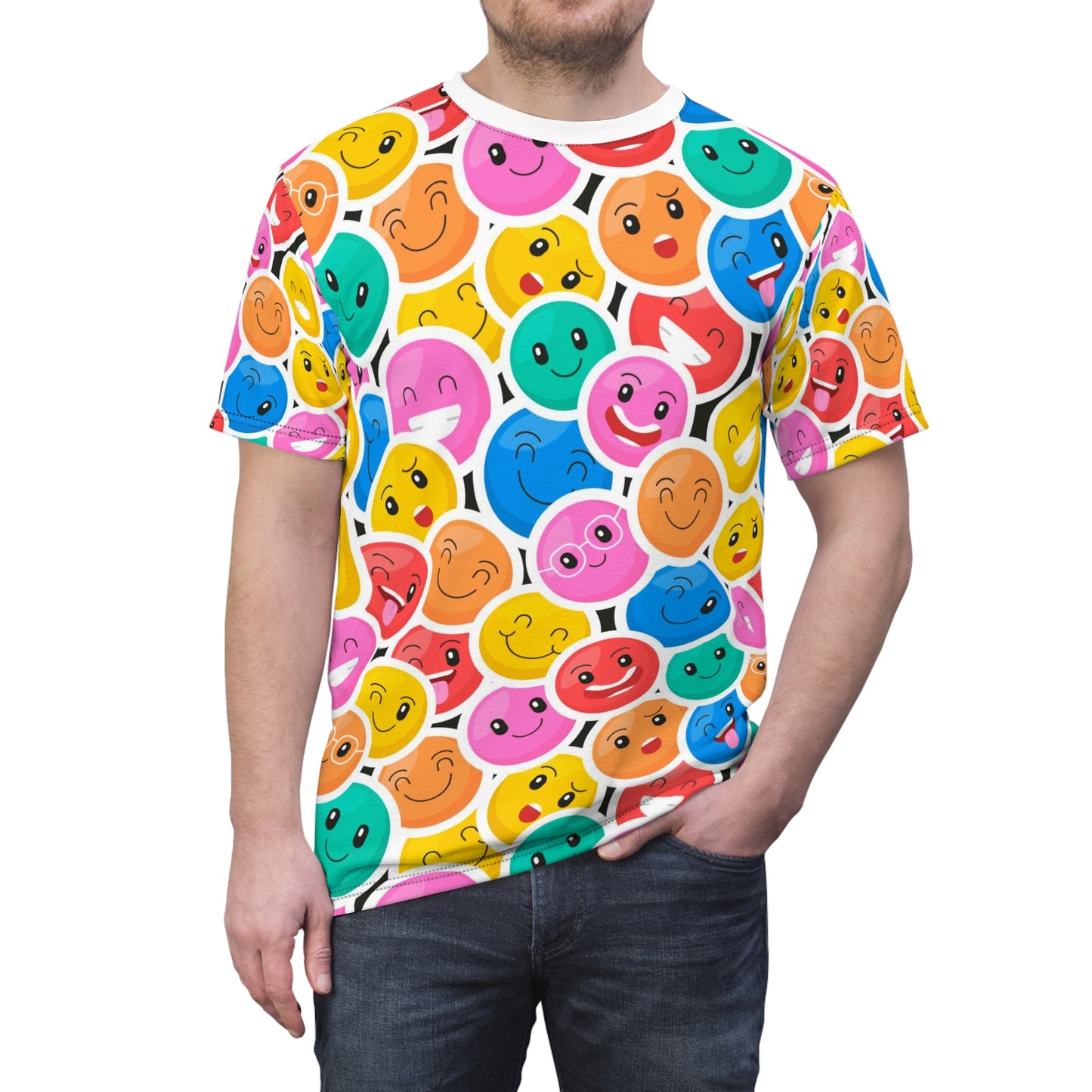 Colorful Emoji Tee, Fun & Quirky Graphic Shirt, Gift for Friends, Casual Wear, Birthday or Party Attire