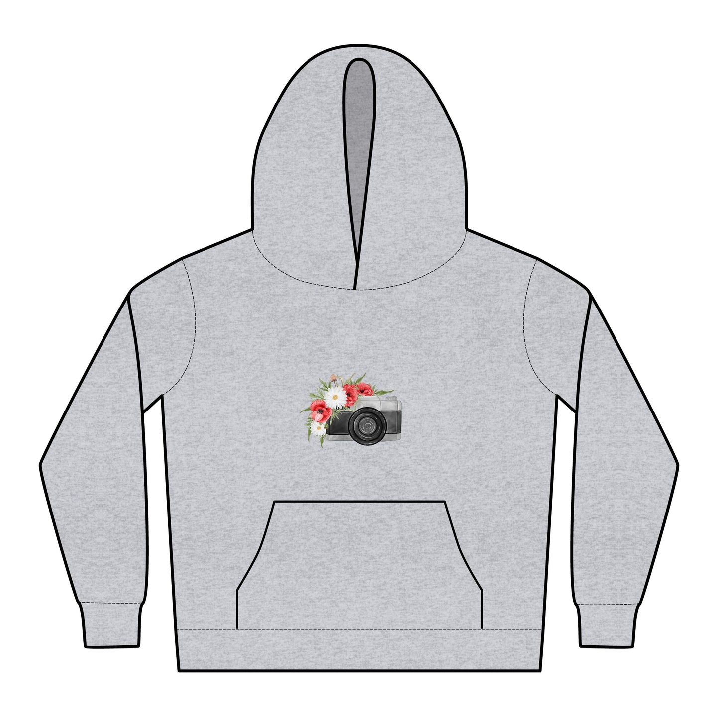 Floral Camera Kids Hoodie - Perfect for Photography Lovers, Gift for Kids, Relaxed Style, Trendy Kidswear, Birthday Present