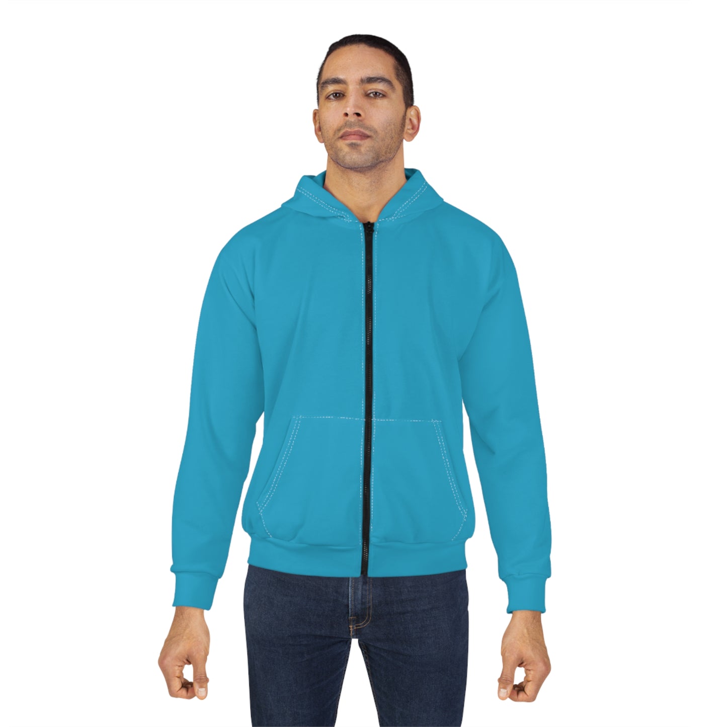 Bright Blue Zip Hoodie - Cozy, Stylish, Perfect for Casual Outings, Gifts, and Year-round Comfort, Unique Design, AOP