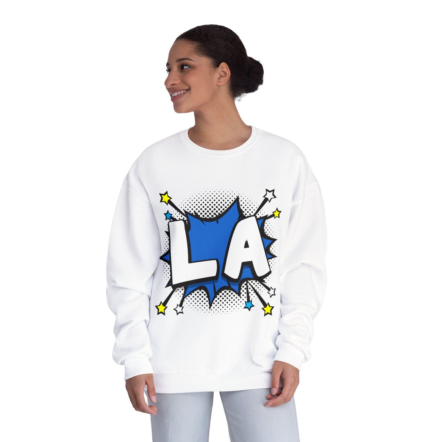 Cool LA Comic Style Crewneck Sweatshirt,  Graphic Sweater, Gift for Him, Her, Casual Wear