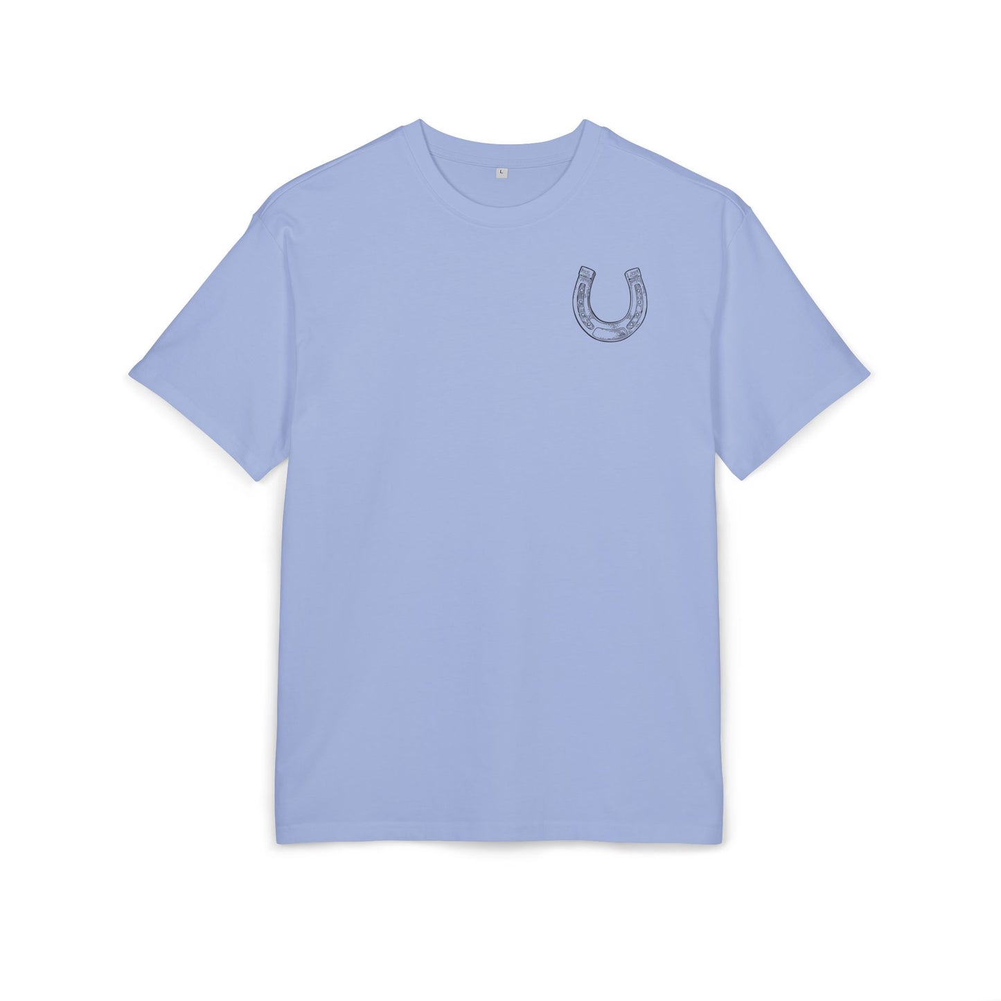 Casual Oversize Tee with Horseshoe Design, Comfortable Cotton Tee,  T-Shirt, Everyday Wear,  Relaxed Fit Tee