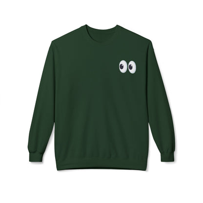 Cute Eyes Crewneck Sweatshirt, Cozy  Fleece, Perfect for Gifts, Casual Wear, Everyday Comfort