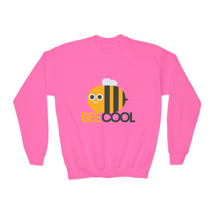 Bee Cool Youth Crewneck Sweatshirt, Cute Bee Sweatshirt, Kids Gift, Spring Fashion, Fun Casual Wear, Animal Themed Clothing