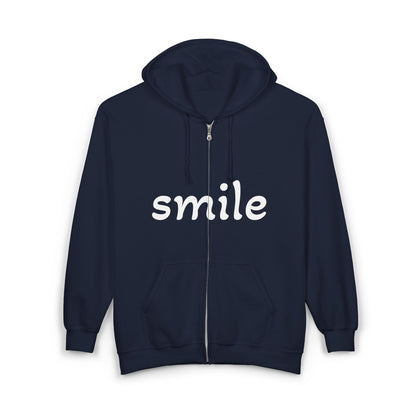 Smile  Zip Hoodie - Cozy Comfort for Everyday Style, Gift for Friends, Encouraging Apparel, Birthday or Casual Wear
