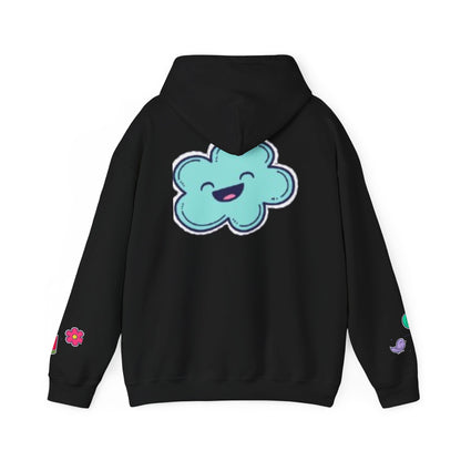 Cute Illustrated Hoodie with Flowers,  Sweatshirt for Spring, Funny Cloud Design, Gift for Teens, Cozy Casual Wear
