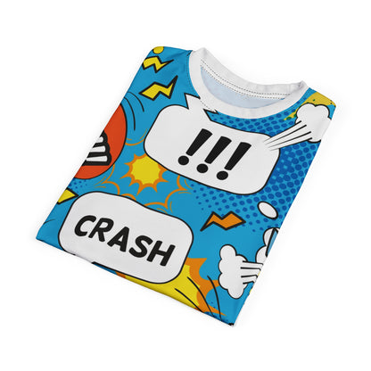 Comic Book Graphic Tee,  Tee, AOP T-shirt, Fun Graphic Shirt, Gift for Comic Lovers, Casual Wear, Cartoon Print Tee