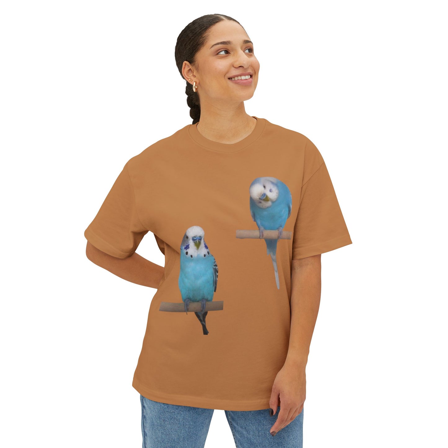 Colorful Budgie Boxy Tee, Comfortable Fashion, Bird Lover Gift, Casual Everyday Style, Unique Animal Tee,  Graphic Shirt