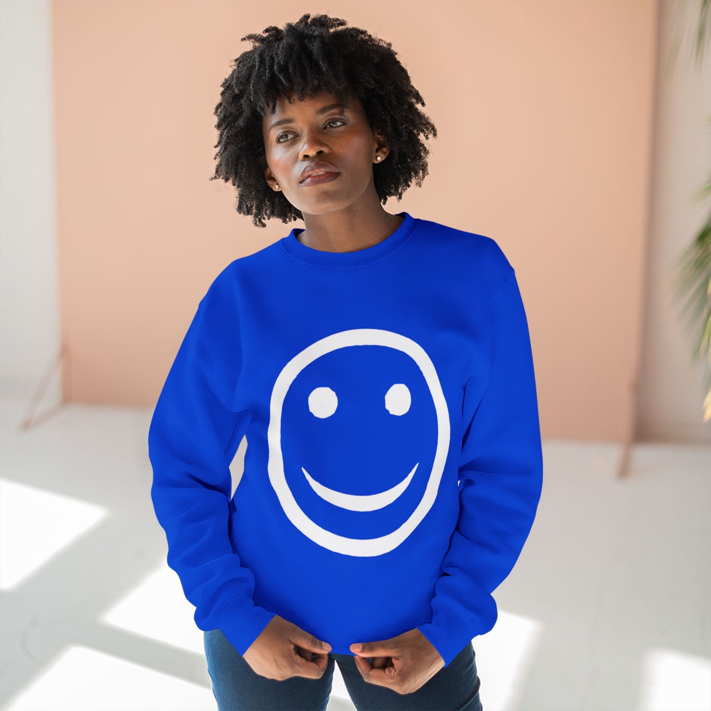 Happy Face Crewneck Sweatshirt, Cozy Gift for Friends, Casual Style, Everyday Wear, Fun Mood Boost
