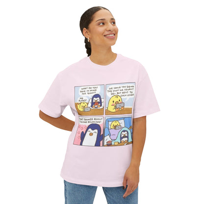 Cute Penguin Graphic Tee, Funny Animal Oversized T-Shirt, Cartoon Lovers Gift, Casual Summer Wear, Cozy Lounge Top