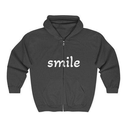 Smile  Zip Hoodie - Cozy Comfort for Everyday Style, Gift for Friends, Encouraging Apparel, Birthday or Casual Wear