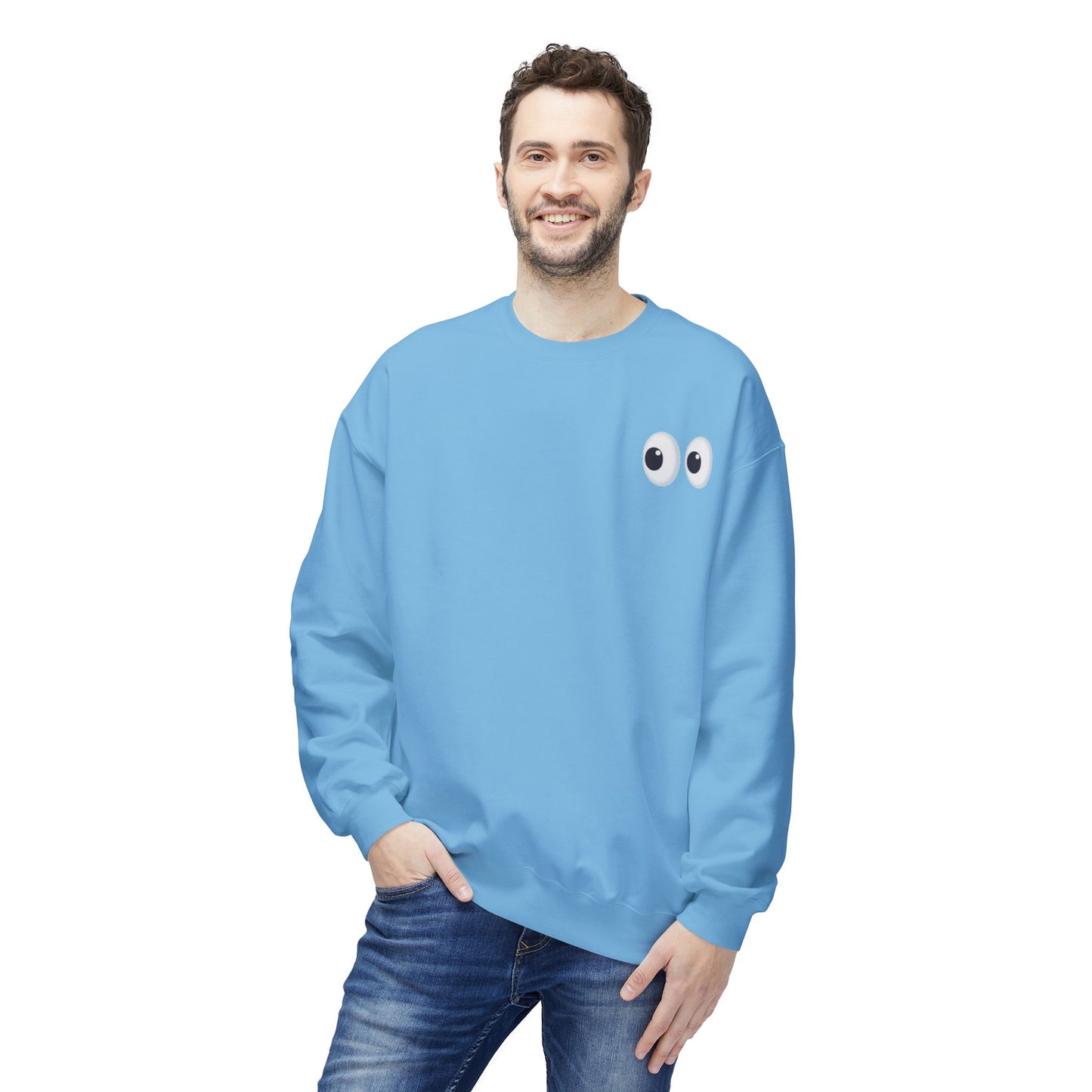 Cute Eyes Crewneck Sweatshirt, Cozy  Fleece, Perfect for Gifts, Casual Wear, Everyday Comfort