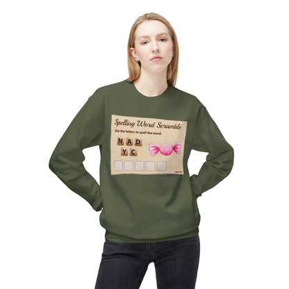 Creative Spelling Word Scramble Crewneck Sweatshirt, Fun Apparel, Unique Gift, Cozy Wear, Interactive Teaching Tool