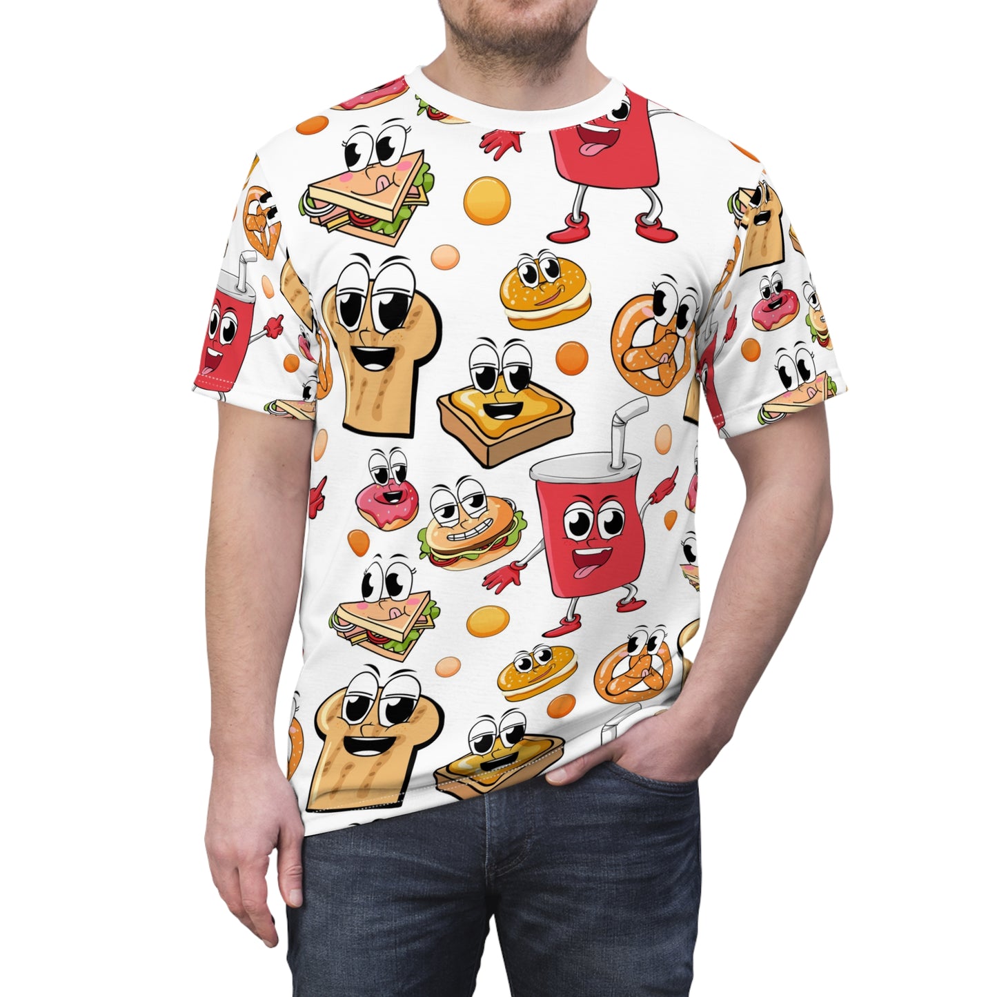 Playful Foodie Tee - Whimsical  T-Shirt, Cartoon Food Design, Fun Gift for Food Lovers, Party Wear, Casual Style