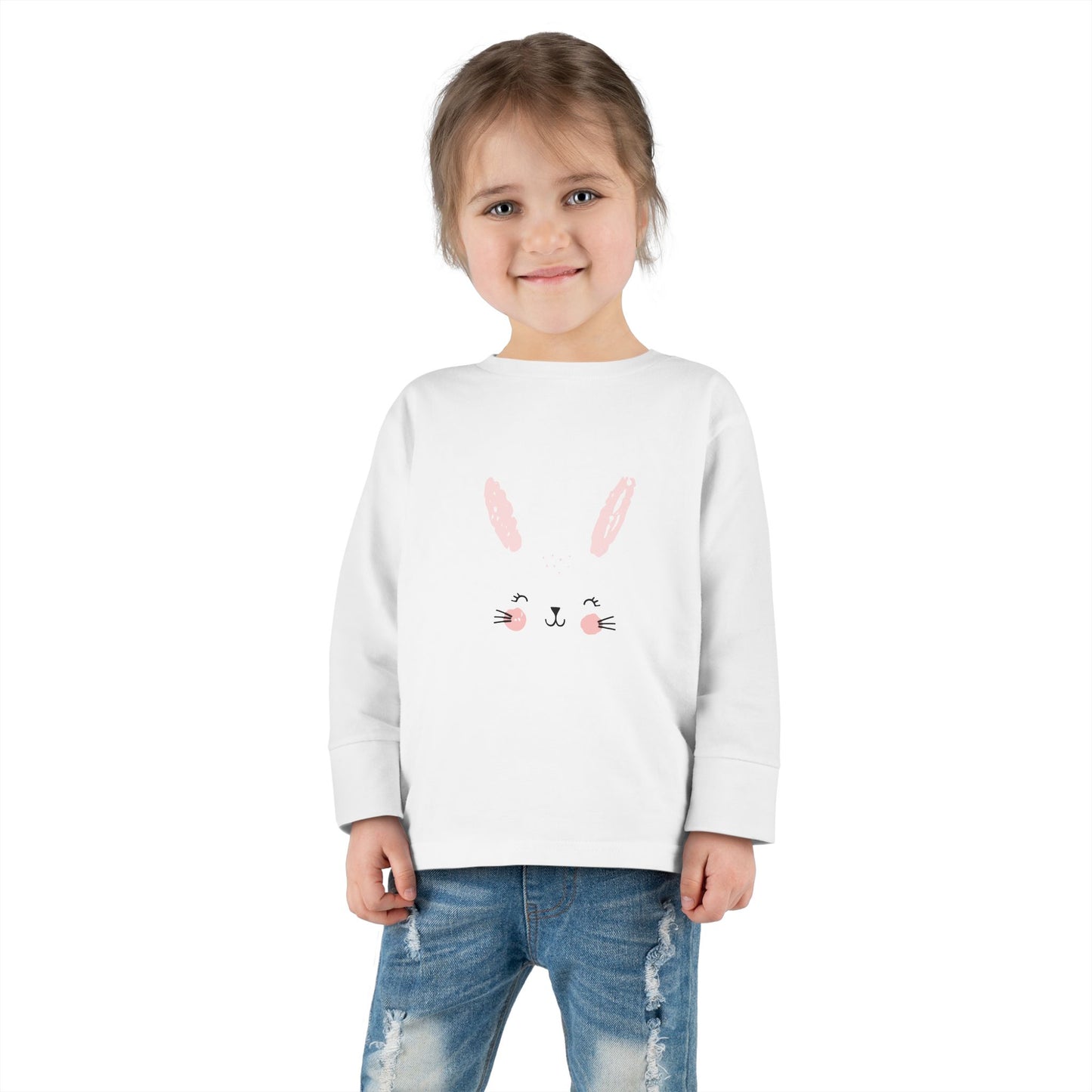 Cute Bunny Toddler Long Sleeve Tee, Rabbit Graphic Kids Shirt, Easter Gift, Spring Style, Toddler Apparel
