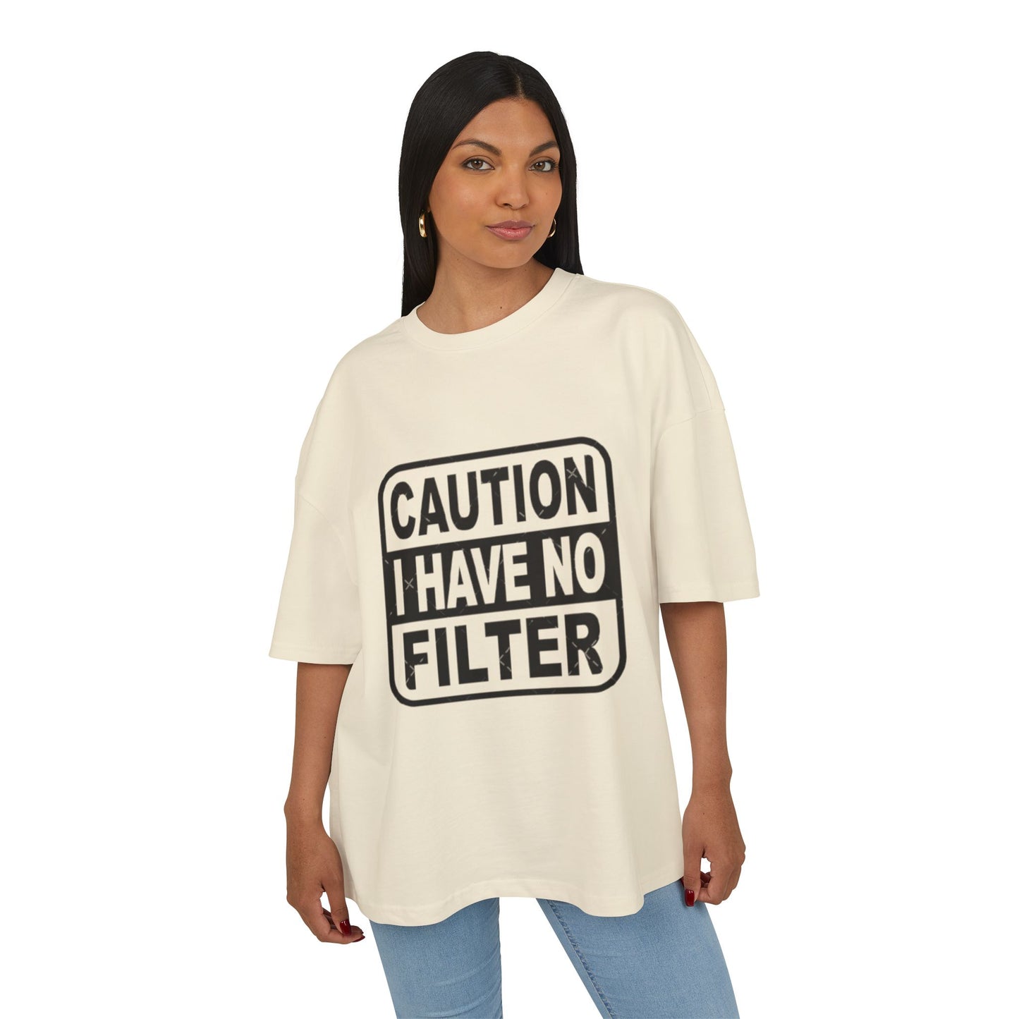 Caution No Filter Tee - T-Shirt, Funny Graphic Tee, Casual Wear, Gift for Friends, Statement Shirt