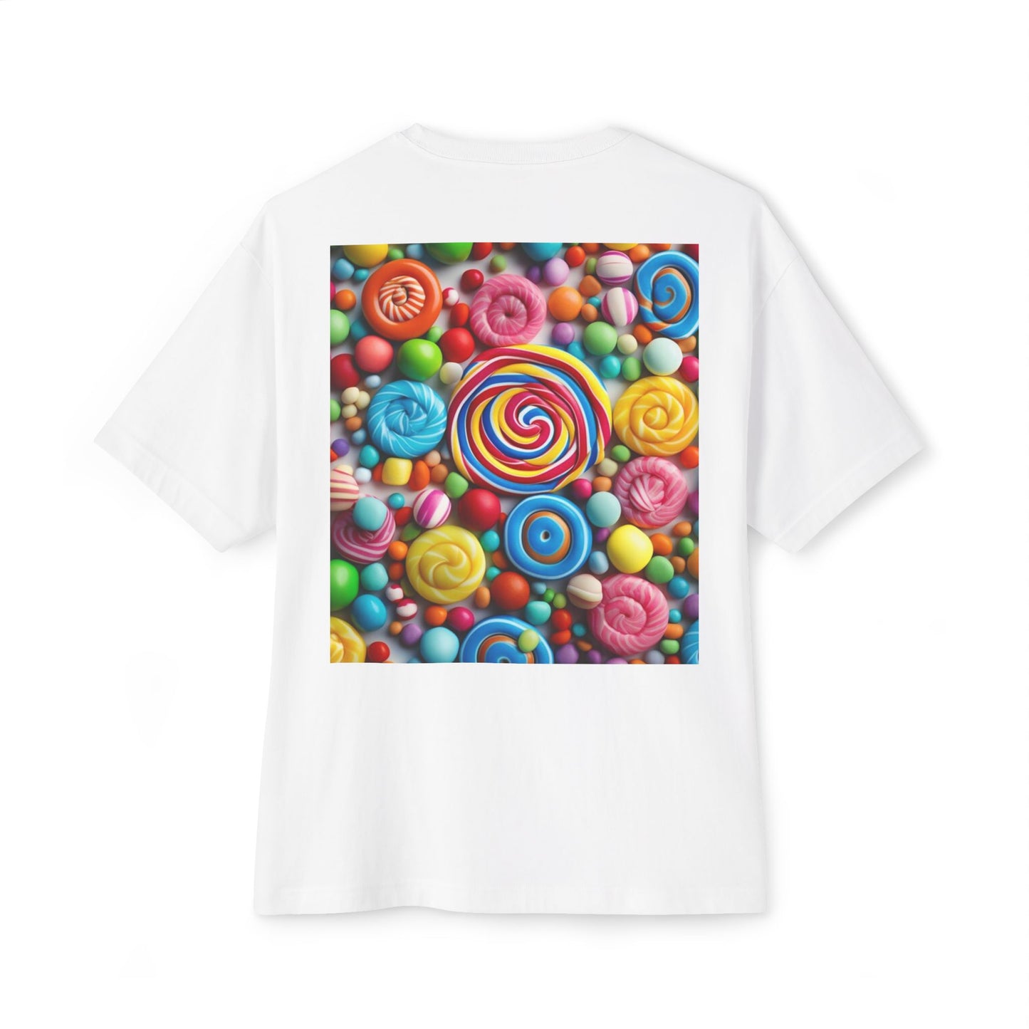 Candy-Themed  Oversized Boxy Tee, Sweet Treat Shirt, Fun Summer Tee, Trendy Casual Wear, Gift for Candy Lovers, Party Shirt, [...]