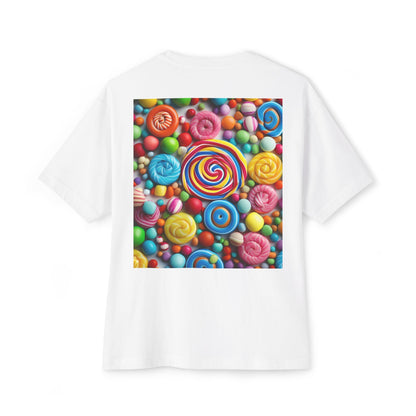 Candy-Themed  Oversized Boxy Tee, Sweet Treat Shirt, Fun Summer Tee, Trendy Casual Wear, Gift for Candy Lovers, Party Shirt, [...]