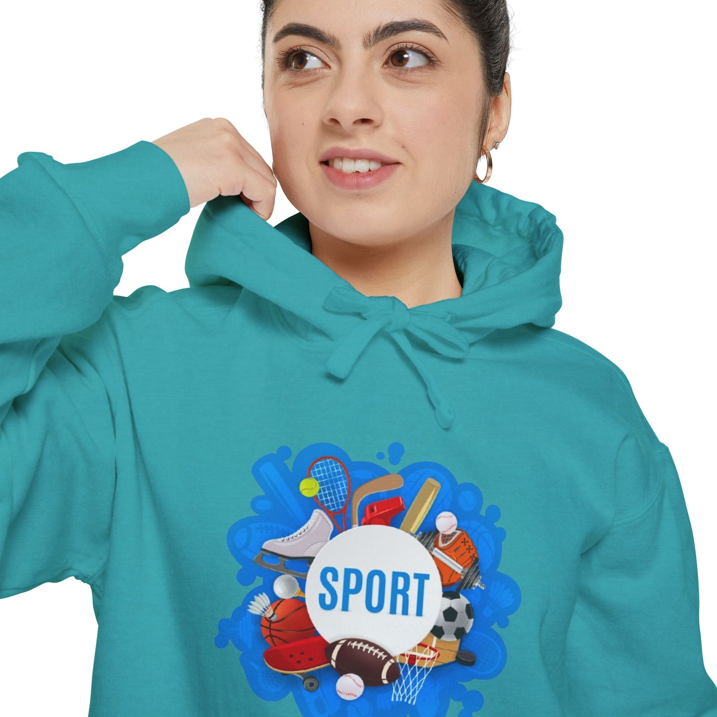 Sporty  Garment-Dyed Hoodie - Casual Comfort for Sports Lovers,  Apparel, Activewear, Gift for Athletes, Cozy Loungewear