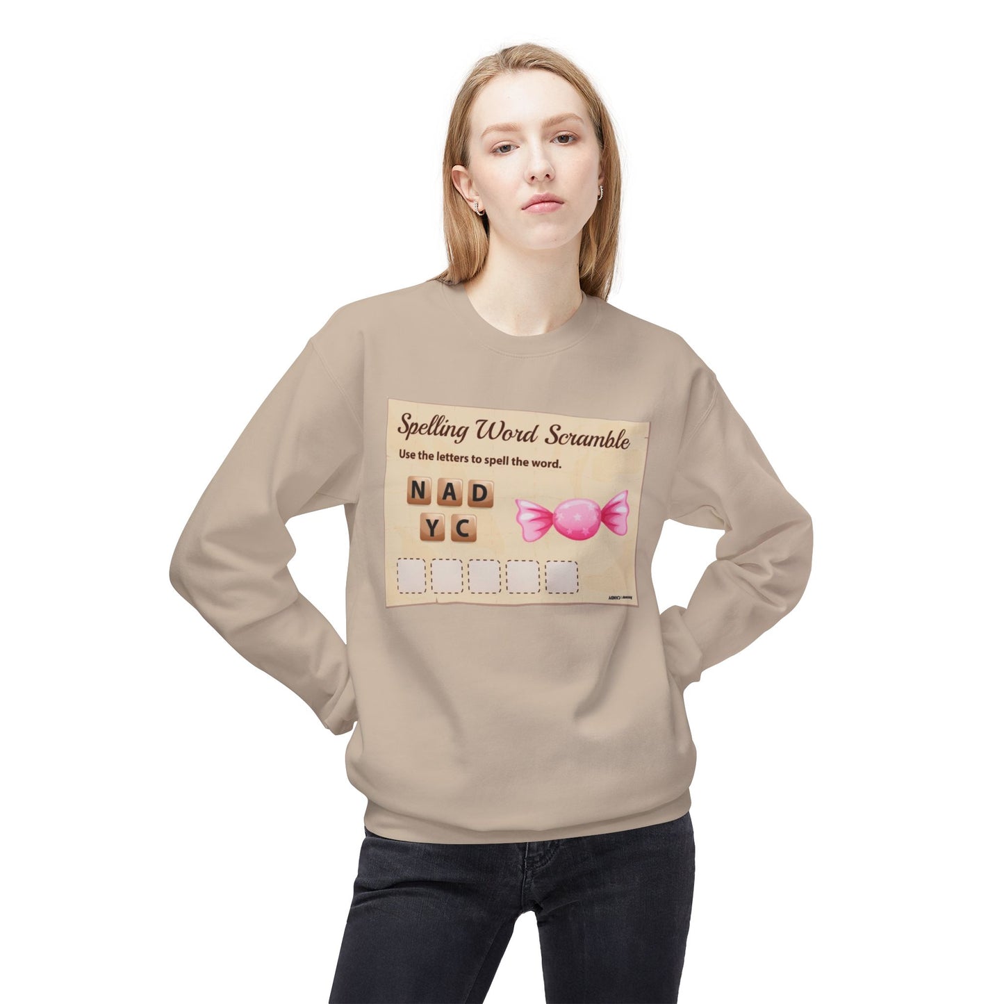 Creative Spelling Word Scramble Crewneck Sweatshirt, Fun Apparel, Unique Gift, Cozy Wear, Interactive Teaching Tool