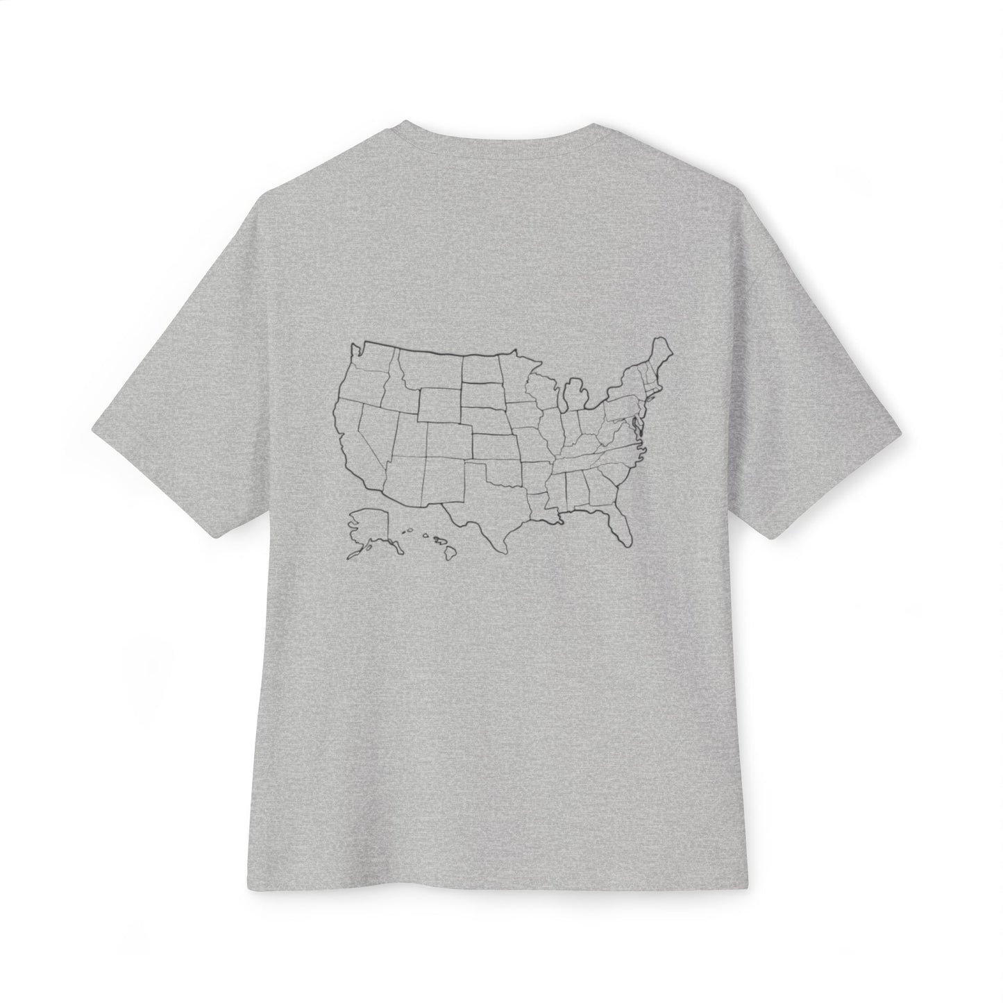 Boxy Tee with US Map Design, Comfortable Graphic Tee, Casual Wear, Gift for Travelers, Summer Outfit, Eco-Friendly Tee
