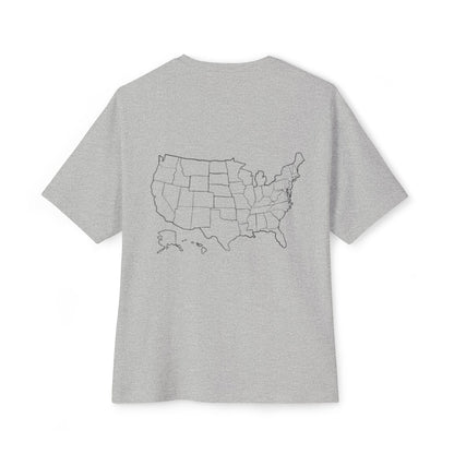 Boxy Tee with US Map Design, Comfortable Graphic Tee, Casual Wear, Gift for Travelers, Summer Outfit, Eco-Friendly Tee