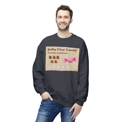 Creative Spelling Word Scramble Crewneck Sweatshirt, Fun Apparel, Unique Gift, Cozy Wear, Interactive Teaching Tool