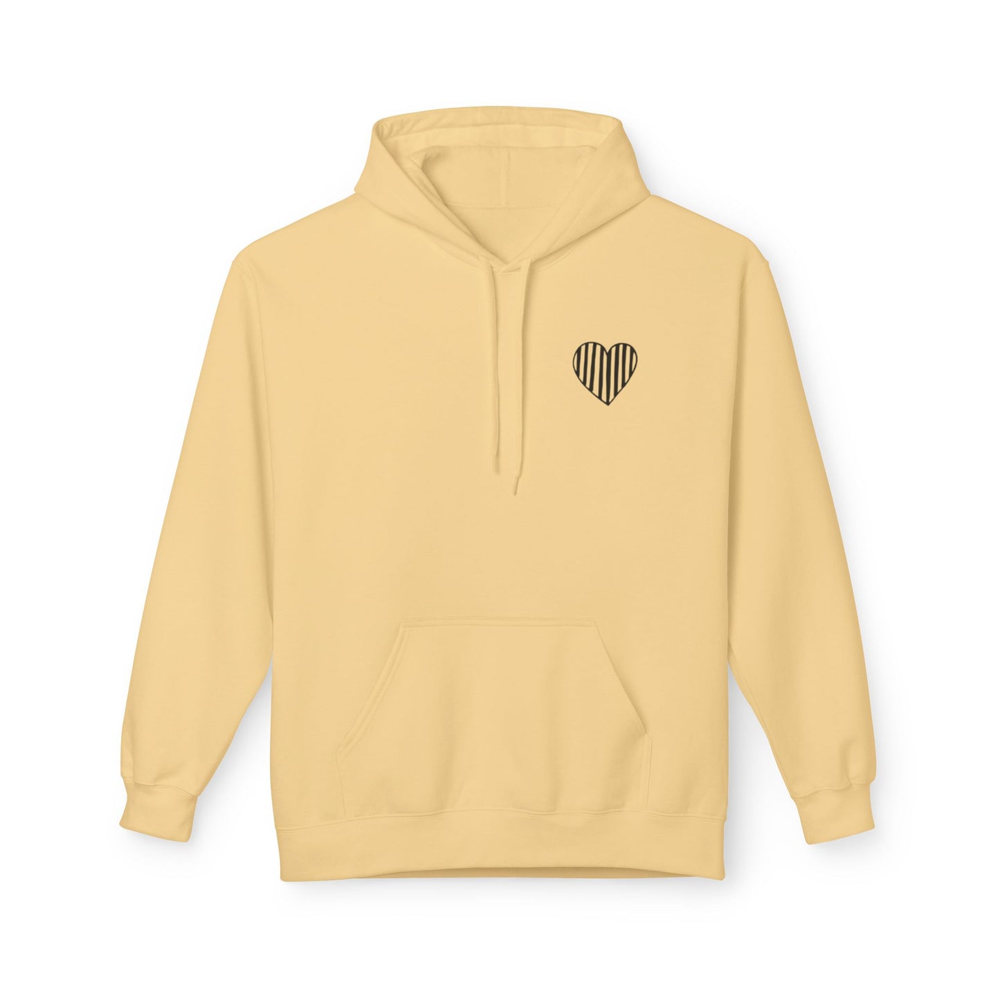 Striped Heart Fleece Hoodie - Soft, Cozy Apparel for All Seasons