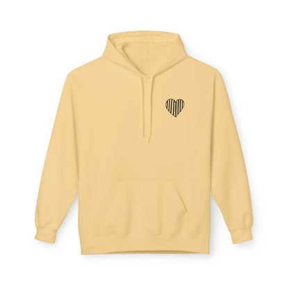 Striped Heart Fleece Hoodie - Soft, Cozy Apparel for All Seasons
