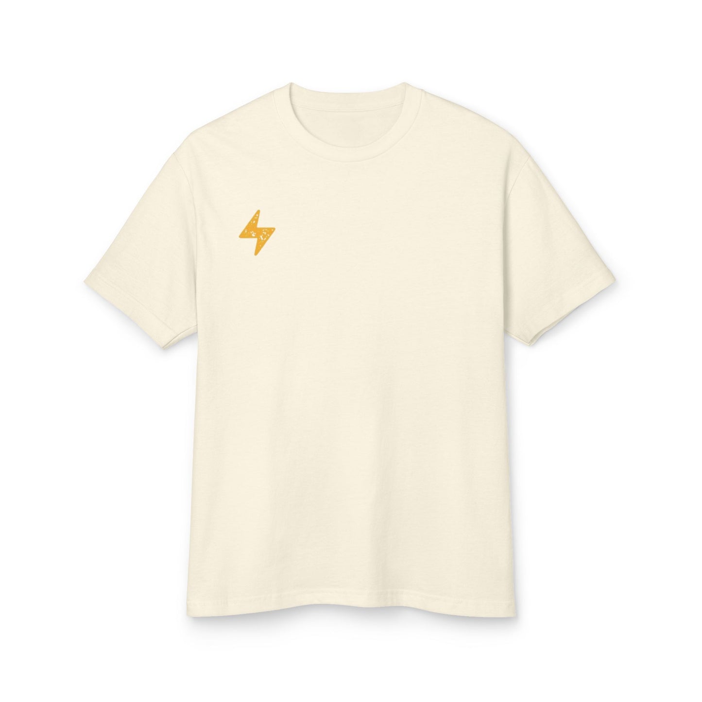 Heavyweight Cotton Tee with Lightning Bolt Design, Casual T-Shirt for Everyday Wear, Gifts for Friends, Birthday, Music Festival