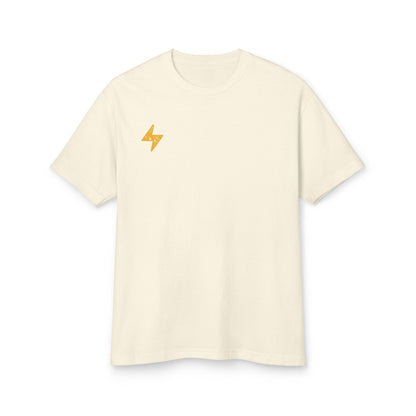 Heavyweight Cotton Tee with Lightning Bolt Design, Casual T-Shirt for Everyday Wear, Gifts for Friends, Birthday, Music Festival