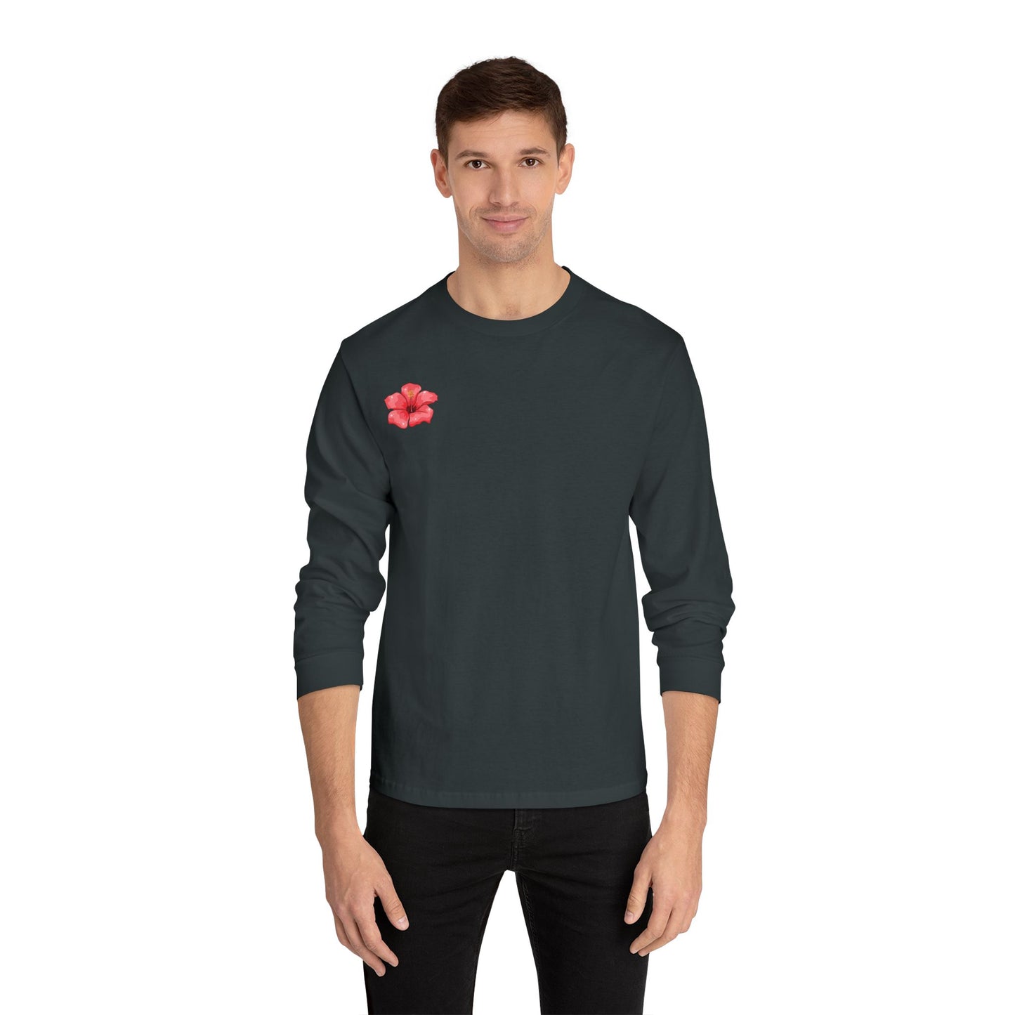 Hibiscus Floral Long Sleeve T-Shirt,  Tee, Casual Wear, Beach Vacation, Gift for Her, Spring Fashion