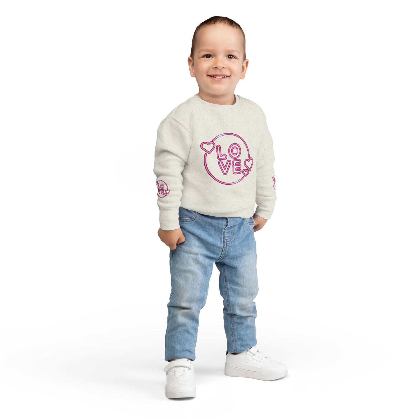 Charming Toddler Sweatshirt with 'Love' Print, Cozy Kids Pullover, Cute Gift for Birthdays, Playdates