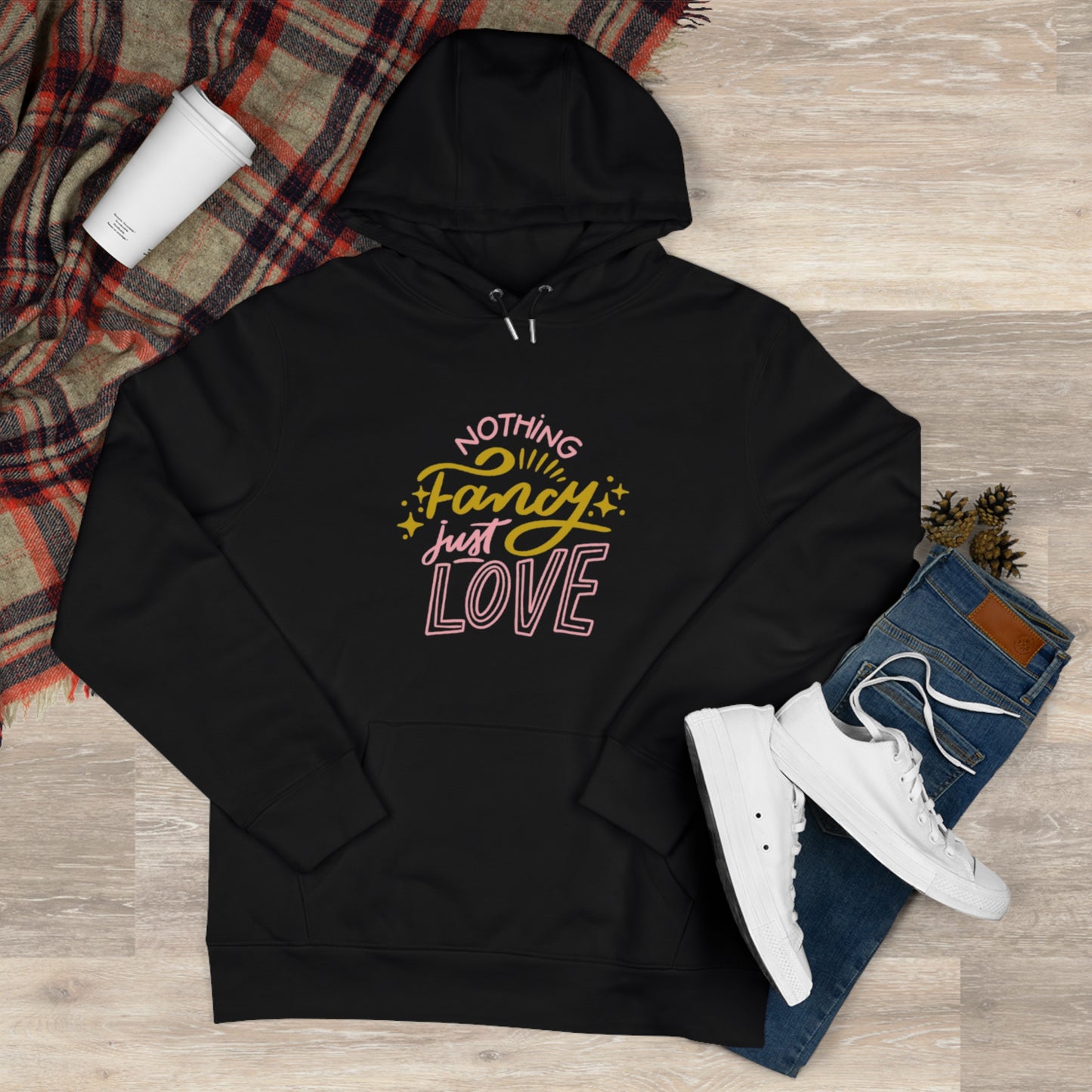 Nothing Fancy Just Love King Hooded Sweatshirt, Cozy Gift for Him, Valentine's Day Gift, Casual Wear, Everyday Comfort Sweatshirt