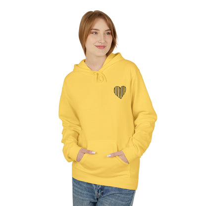 Striped Heart Fleece Hoodie - Soft, Cozy Apparel for All Seasons