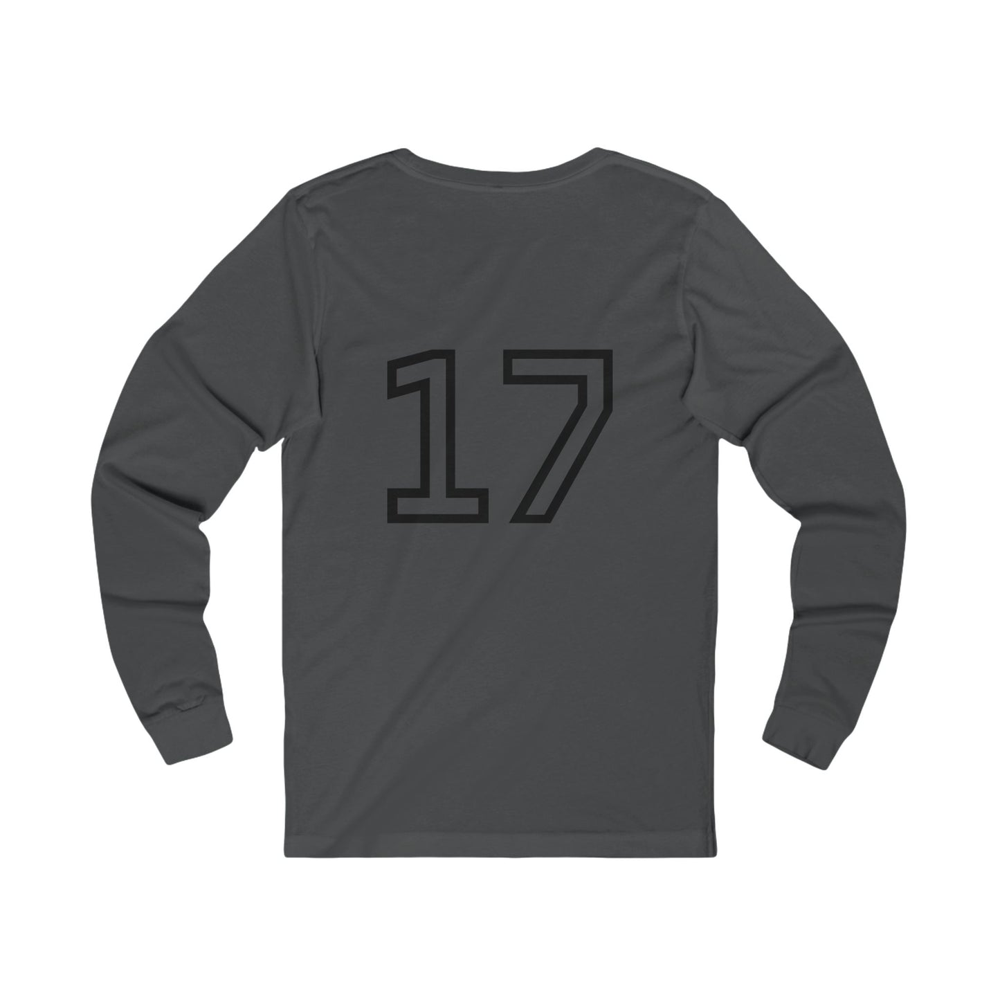 Minimalist  Long Sleeve Tee with Number 17, Casual Wear, Sports Life, Personalized Gift, Everyday Comfort, Fashion Statement