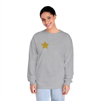 Golden Star  Long Sleeve T-Shirt, Casual Shirt, Gift for Her, Holiday Apparel, Everyday Wear, Comfortable Style