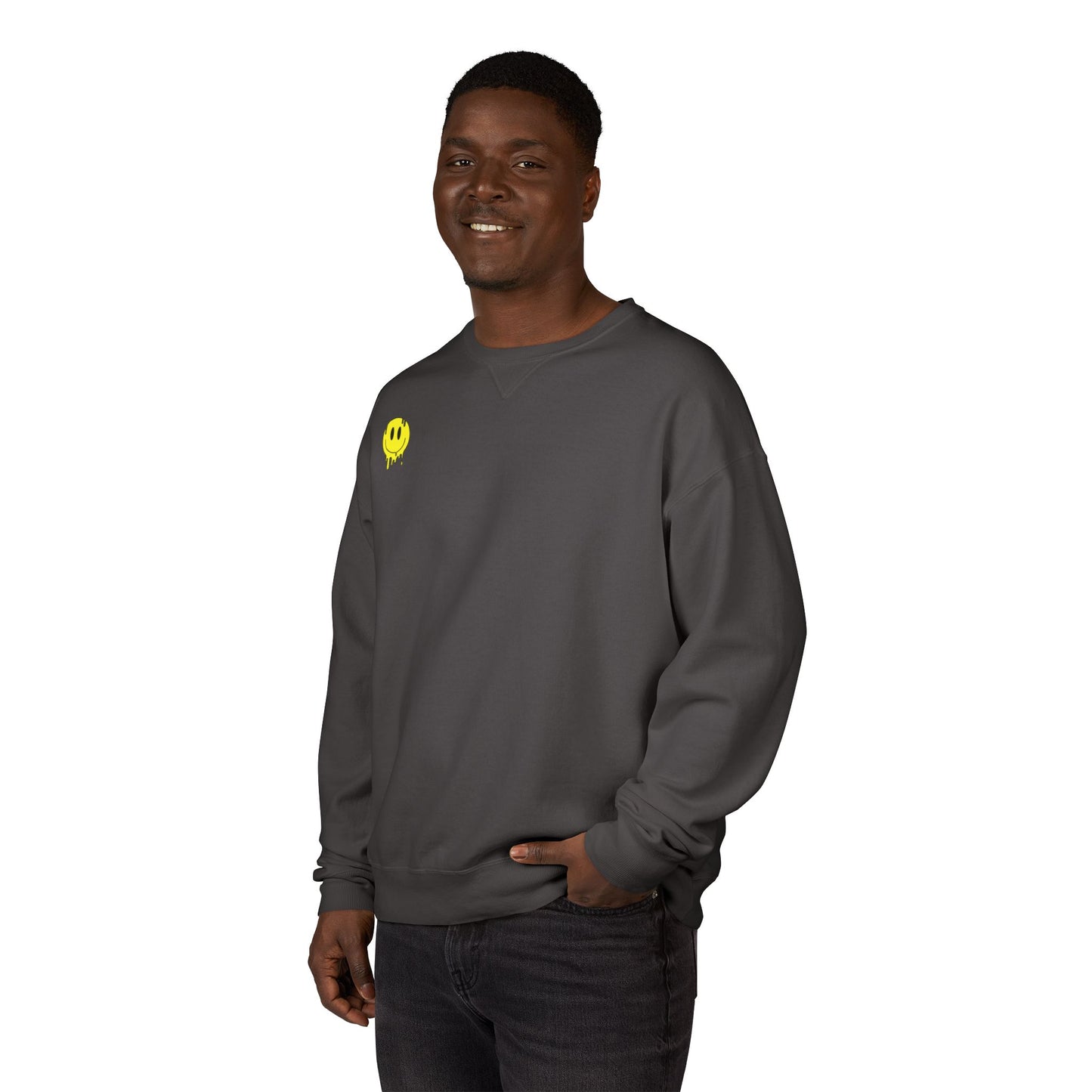 Smiley Face ComfortWash Sweatshirt | Cozy  Crewneck for Everyday Wear, Gifts, Relaxation, Casual Outfits, Cheerful Vibe