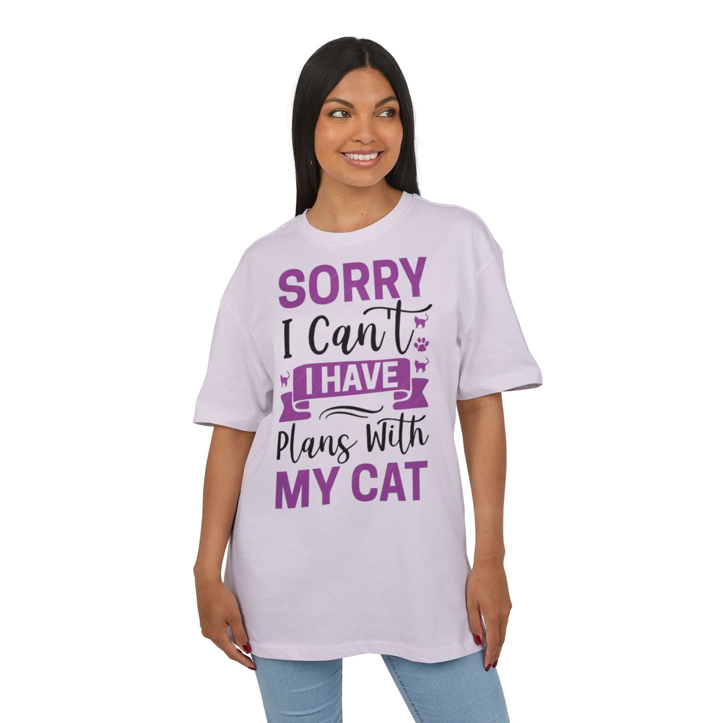Cat Lover's Oversize Tee: Sorry I Can't, I Have Plans With My Cat - Funny Pet Tee, Gift for Cat Owners, Casual Everyday Wear, [...]