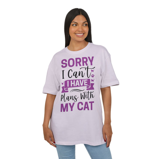Cat Lover's Oversize Tee: Sorry I Can't, I Have Plans With My Cat - Funny Pet Tee, Gift for Cat Owners, Casual Everyday Wear, [...]