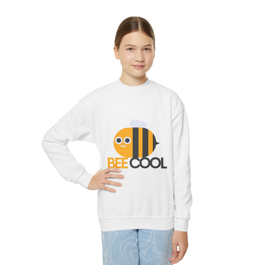 Bee Cool Youth Crewneck Sweatshirt, Cute Bee Sweatshirt, Kids Gift, Spring Fashion, Fun Casual Wear, Animal Themed Clothing