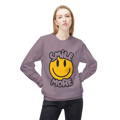Smiley Face Fleece Crewneck Sweatshirt | Sweatshirt for Everyday Comfort, Gifts, Casual Wear, Smile More Apparel, Cozy Fashion