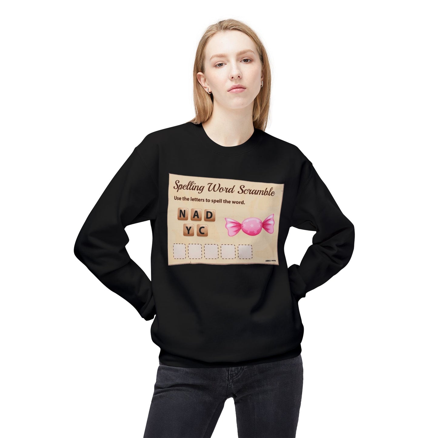 Creative Spelling Word Scramble Crewneck Sweatshirt, Fun Apparel, Unique Gift, Cozy Wear, Interactive Teaching Tool